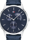 Tommy Hilfiger Brad Chronograph Quartz Blue Dial Blue Leather Strap Watch For Men - 1710387 Authentic Buy Shop Now