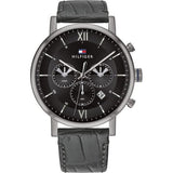 Tommy Hilfiger Evan Black Dial Black Leather Strap Watch for Men - 1710395 Authentic Buy Shop Now