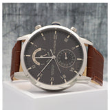 Tommy Hilfiger Kane Grey Dial Brown Leather Strap Watch for Men - 1710398 Authentic Buy Shop Now