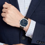 Tommy Hilfiger Henry Chronograph Blue Dial Brown Leather Strap Watch For Men -1710476 Authentic Buy Shop Now