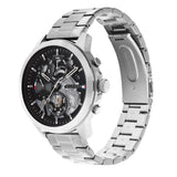 Tommy Hilfiger Henry Chronograph Black Dial Silver Steel Strap Watch For Men - 1710477 Authentic Buy Shop Now