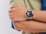 Tommy Hilfiger Henry Chronograph Black Dial Silver Steel Strap Watch For Men - 1710477 Authentic Buy Shop Now