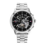 Tommy Hilfiger Henry Chronograph Black Dial Silver Steel Strap Watch For Men - 1710477 Authentic Buy Shop Now