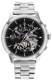 Tommy Hilfiger Henry Chronograph Black Dial Silver Steel Strap Watch For Men - 1710477 Authentic Buy Shop Now