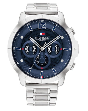Tommy Hilfiger Luca Chronograph Blue Dial Silver Steel Strap Watch For Men - 1710492 Authentic Buy Shop Now