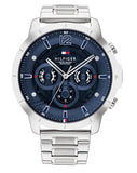 Tommy Hilfiger Luca Chronograph Blue Dial Silver Steel Strap Watch For Men - 1710492 Authentic Buy Shop Now