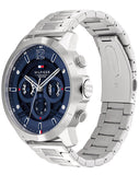 Tommy Hilfiger Luca Chronograph Blue Dial Silver Steel Strap Watch For Men - 1710492 Authentic Buy Shop Now