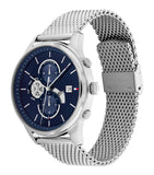 Tommy Hilfiger Weston Chronograph Blue Dial Silver Mesh Bracelet Watch For Men - 1710504 Authentic Buy Shop Now