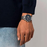 Tommy Hilfiger Weston Chronograph Blue Dial Silver Mesh Bracelet Watch For Men - 1710504 Authentic Buy Shop Now