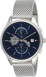 Tommy Hilfiger Weston Chronograph Blue Dial Silver Mesh Bracelet Watch For Men - 1710504 Authentic Buy Shop Now