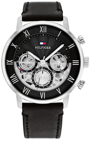 Tommy Hilfiger Legend Chronograph Black Dial Black Leather Strap Watch For Men - 1710565 Authentic Buy Shop Now