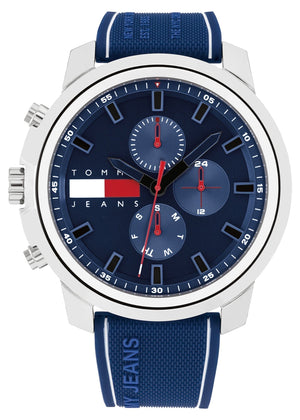 Tommy Hilfiger Wynwood Chronograph Blue Dial Blue Silicon Strap Watch For Men - 1710582 Authentic Buy Shop Now