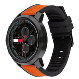 Tommy Hilfiger Wynwood Chronograph Black Dial Orange Silicone Strap Watch For Men - 1710583 Authentic Buy Shop Now