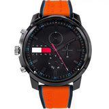 Tommy Hilfiger Wynwood Chronograph Black Dial Orange Silicone Strap Watch For Men - 1710583 Authentic Buy Shop Now