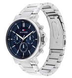 Tommy Hilfiger Tyson Chronograph Blue Dial Silver Steel Strap Watch For Men - 1710588 Authentic Buy Shop Now