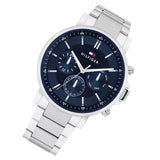 Tommy Hilfiger Tyson Chronograph Blue Dial Silver Steel Strap Watch For Men - 1710588 Authentic Buy Shop Now