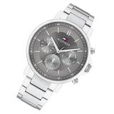 Tommy Hilfiger Tyson Chronograph Grey Dial Silver Steel Strap Watch For Men - 1710604 Authentic Buy Shop Now