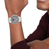 Tommy Hilfiger Tyson Chronograph Grey Dial Silver Steel Strap Watch For Men - 1710604 Authentic Buy Shop Now