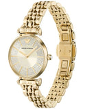 Emporio Armani Gianni T Bar Analog Crystals Gold Dial Gold Steel Strap Watch For Women - AR11608 Authentic Buy Shop Now