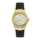 Guess Limelight Crystals Silver Dial Black Rubber Strap Watch For Women - GW0519L1 Authentic Buy Shop Now