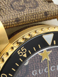 Gucci Dive Doraemon Quartz Brown Dial Brown Leather Strap Watch For Men - YA136335 Authentic Buy Shop Now