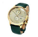Emporio Armani Chronograph Champagne Dial Green Leather Strap Watch For Men - AR1722 Authentic Buy Shop Now