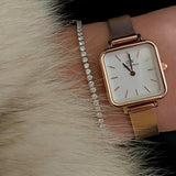 Daniel Wellington Quadro Studio White Dial Rose Gold Mesh Strap Watch For Women - DW00100517 Authentic Buy Shop Now