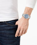 Guess Commander Chronograph Blue Dial Silver Steel Strap Watch for Men - GW0056G2 Authentic Buy Shop Now