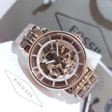 Fossil Boyfriend Automatic Skeleton Rose Gold Dial Rose Gold Steel Strap Watch for Women - ME3065 Authentic Buy Shop Now