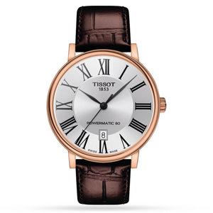 Tissot Carson Premium Powermatic 80 Silver Dial Brown Leather Strap Watch For Men - T122.407.36.033.00 Authentic Buy Shop Now