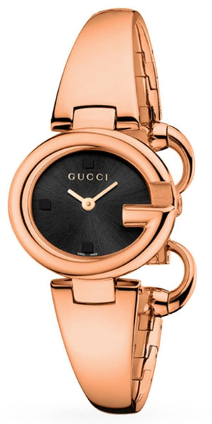 Gucci Guccissima Collection Quartz Black Dial Rose Gold Steel Strap Watch For Women - YA134509 Authentic Buy Shop Now