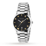 Gucci G Timeless Black Dial Silver Steel Strap Watch For Women - YA1264029A Authentic Buy Shop Now