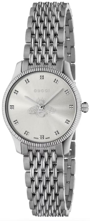 Gucci G Timeless Quartz Silver Dial Silver Steel Strap Watch For Women - YA1265019 Authentic Buy Shop Now