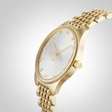 Gucci G Timeless Quartz Silver Dial Gold Steel Strap Watch For Women - YA1264155 Authentic Buy Shop Now