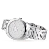Gucci G Frame Quartz Diamonds Silver Dial Silver Steel Strap Watch For Women - YA142504 Authentic Buy Shop Now