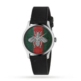 Gucci G Timeless Quartz Green & Red Dial Black Leather Strap Watch For Men - YA1264149 Authentic Buy Shop Now