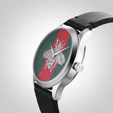 Gucci G Timeless Quartz Green & Red Dial Black Leather Strap Watch For Men - YA1264149 Authentic Buy Shop Now
