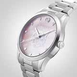 Gucci G Timeless Quartz Mother of Pearl Pink Dial Silver Steel Strap Watch for Women - YA1264166 Authentic Buy Shop Now