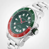 Gucci Dive Quartz Green Dial Silver Steel Strap Watch For Men - YA136222 Authentic Buy Shop Now
