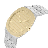 Gucci 25H Quartz Gold Dial Silver Steel Strap Watch for Men - YA163405 Authentic Buy Shop Now