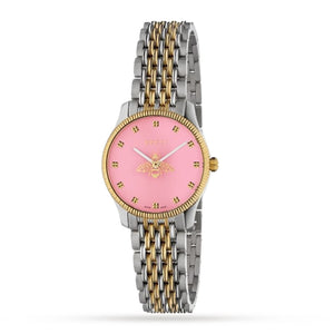 Gucci G Timeless Quartz Pink Dial Two Tone Steel Strap Watch For Women - YA1265030 Authentic Buy Shop Now