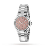 Gucci G Timeless Quartz Pink Dial Silver Steel Strap Watch for Women - YA1265033 Authentic Buy Shop Now