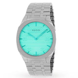Gucci 25H Quartz Turquoise Dial Silver Steel Strap Watch For Women - YA163409 Authentic Buy Shop Now