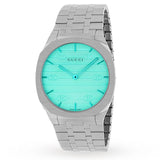 Gucci 25H Quartz Turquoise Dial Silver Steel Strap Watch For Women - YA163409 Authentic Buy Shop Now