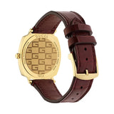 Gucci Grip Quartz Gold Dial Maroon Leather Strap Watch For Women - YA157402 Authentic Buy Shop Now