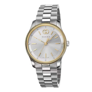 Gucci G Timeless Quartz Silver Dial Two Tone Steel Strap Watch for Women - YA1265063 Authentic Buy Shop Now