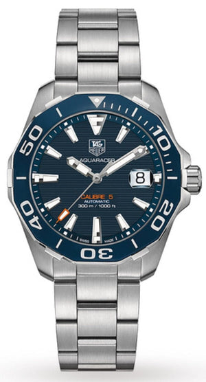 Tag Heuer Aquaracer Calibre 5 Blue Dial Silver Steel Strap Watch for Men - WAY211C.BA0928 Authentic Buy Shop Now