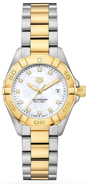 Tag Heuer Aquaracer Diamonds Mother of Pearl Dial Two Tone Steel Strap Watch for Men - WBD1422.BB0321 Authentic Buy Shop Now