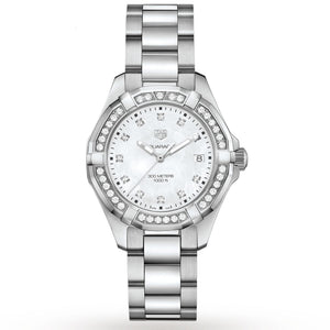 Tag Heuer Aquaracer Diamonds Mother of Pearl White Dial Silver Steel Strap Watch for Women - WBD131C.BA0748 Authentic Buy Shop Now