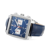 Tag Heuer Monaco Automatic Chronograph Blue Dial Blue Leather Strap Watch for Men - CBL2111.FC6453 Authentic Buy Shop Now